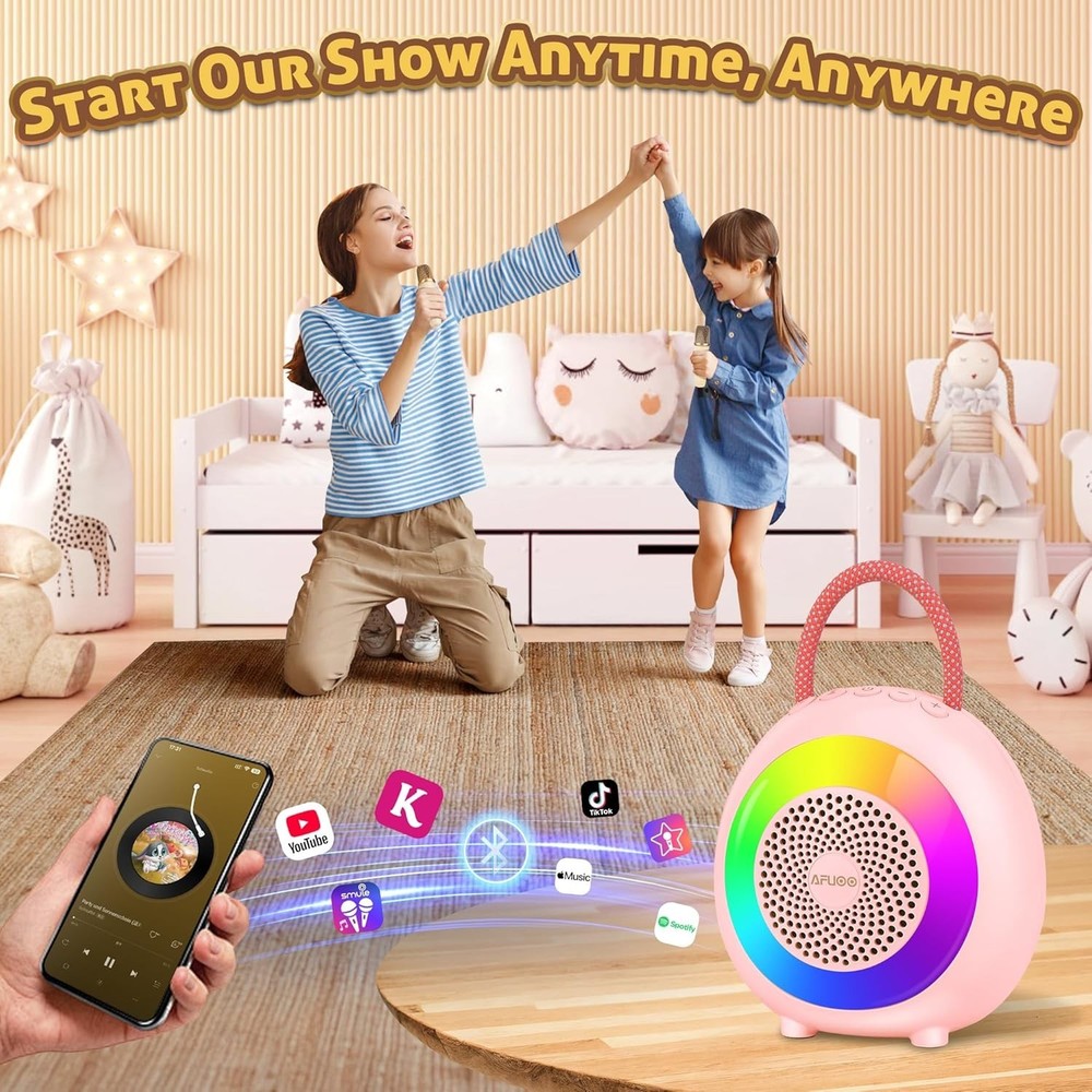 Afuoo Mixbox Portable Mini Karaoke Machine – Bluetooth Speaker with Wireless Mic