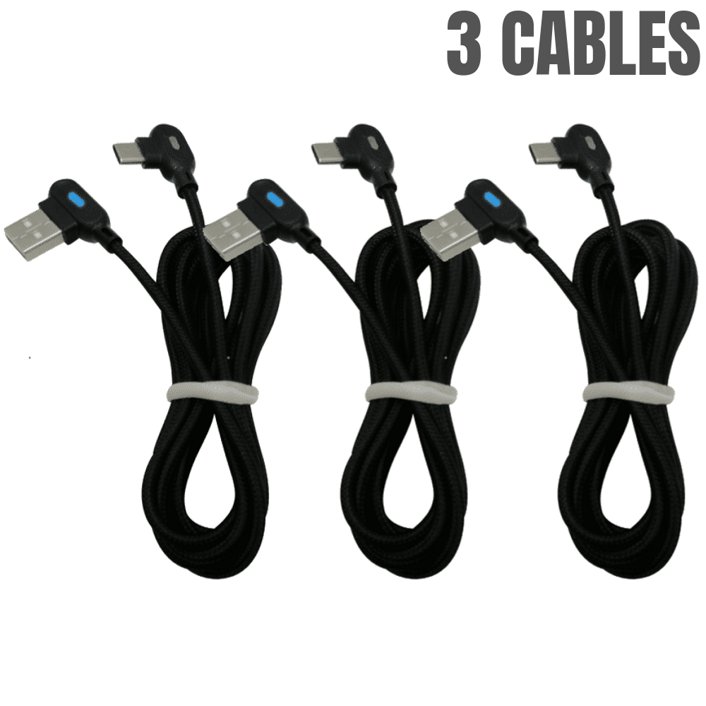 3Pack 3/6Ft Type USB-C Fast Charge Cable 90 Degree For Samsung Android Data Cord