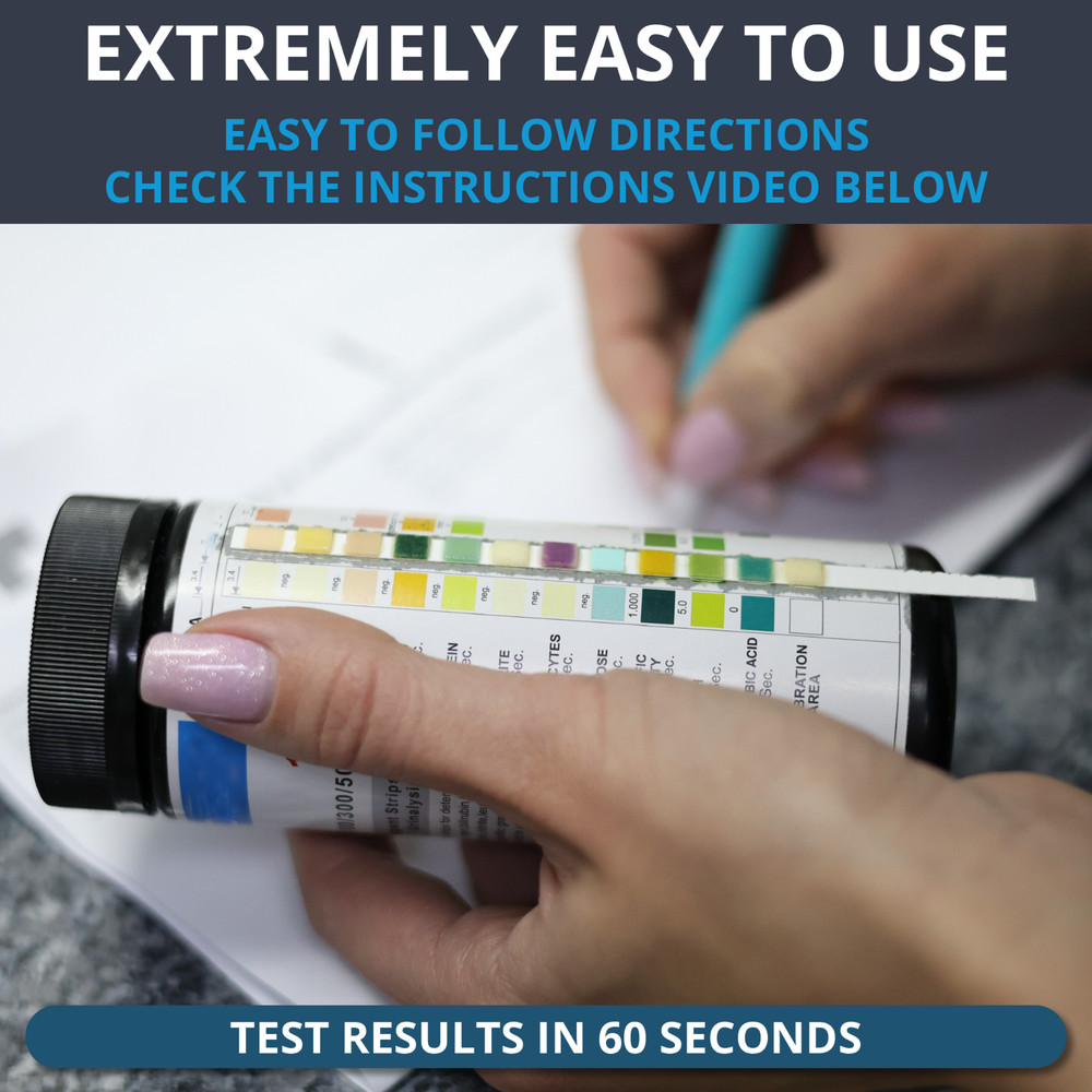 URITESO 14 Parameter Full Panel Urine Test Strips for Urinalysis | 100 Strips