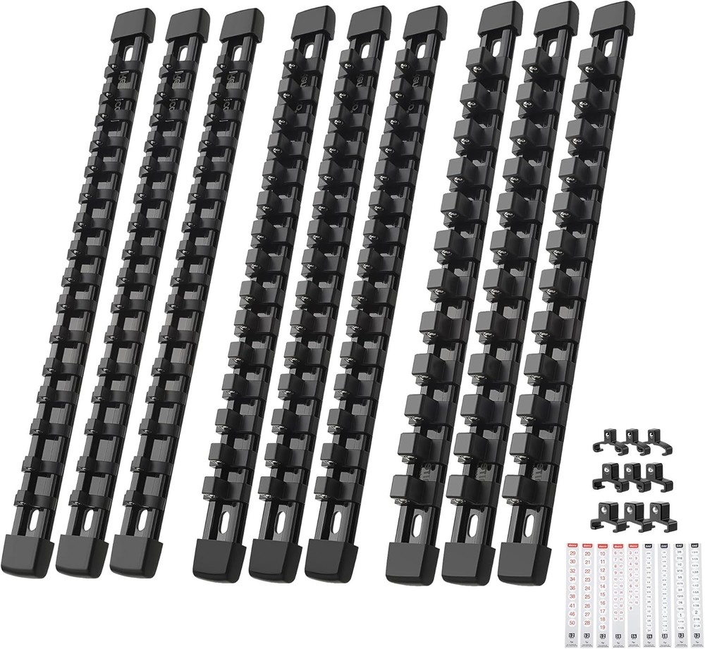 9-Piece Adjustable Socket Storage System for Tool Boxes - ABS Design