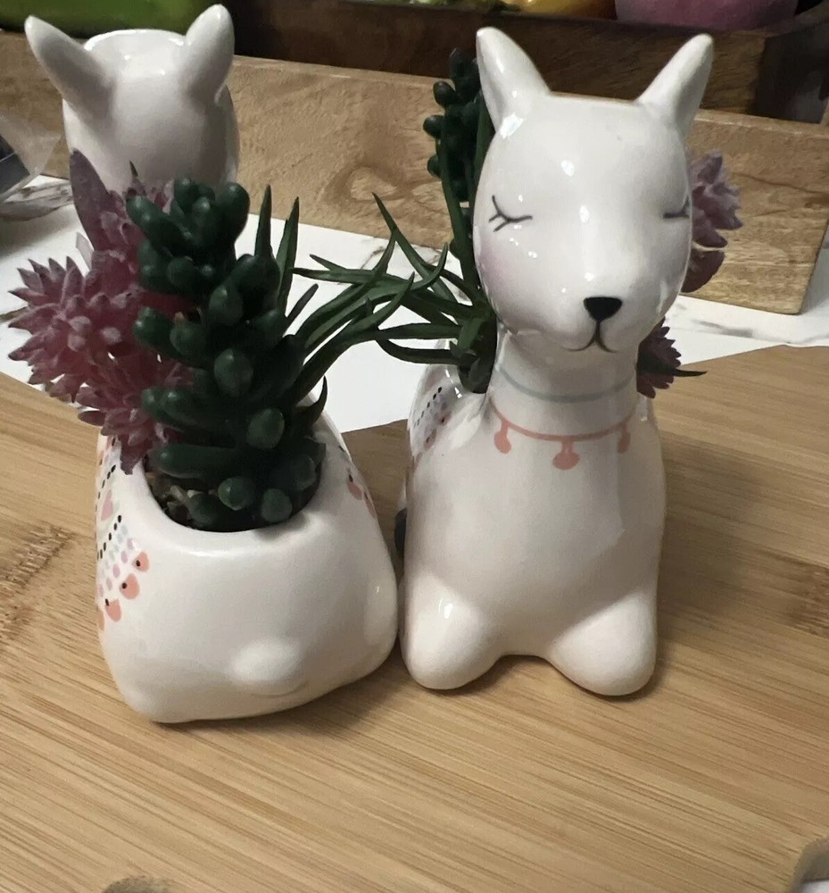 Ceramic Llama Succulent Deco,PACK OF 2.