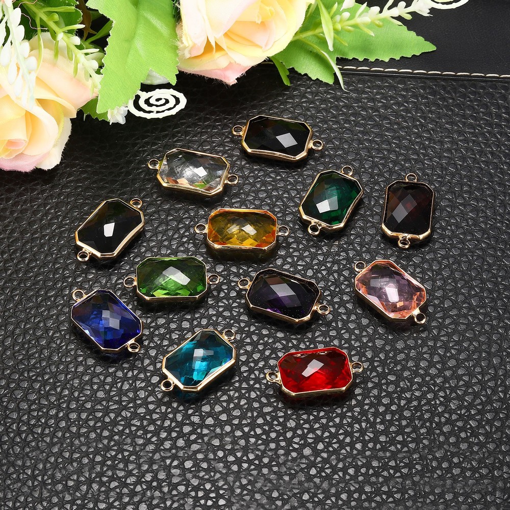 Birthstone Connector Link, 10Pcs Diamond Links Rectangle, Black