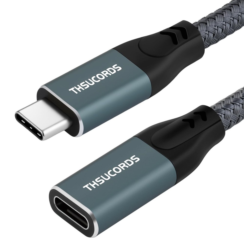 Thsucords USB C Extension Cable 10FT 2Pack, Type C 3.1 0Gbps 10FT, Grey