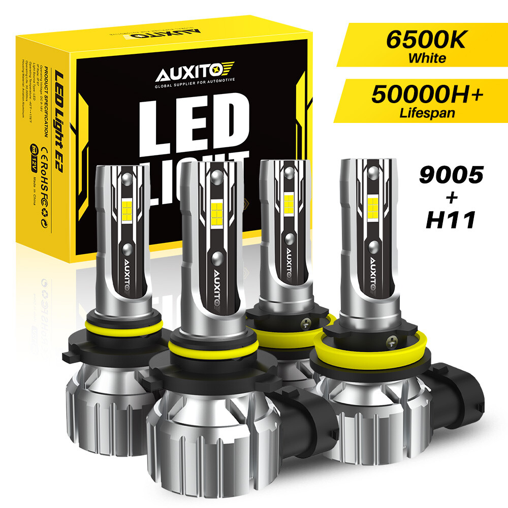 AUXITO 9005 H11 Combo 4x LED Headlight Bulbs High Low Beam Super Bright 88000LM