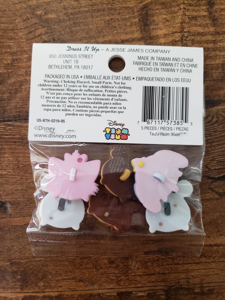 Disney Tsum Tsum Buttons 6 Pack New