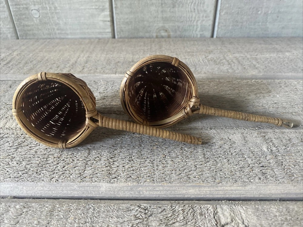 Vintage Wicker Tea Strainers Handmade Set/2