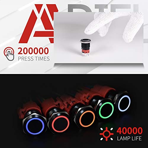 19mm Momentary Push Button Switch On Off Black Shell Black Shell-Blue