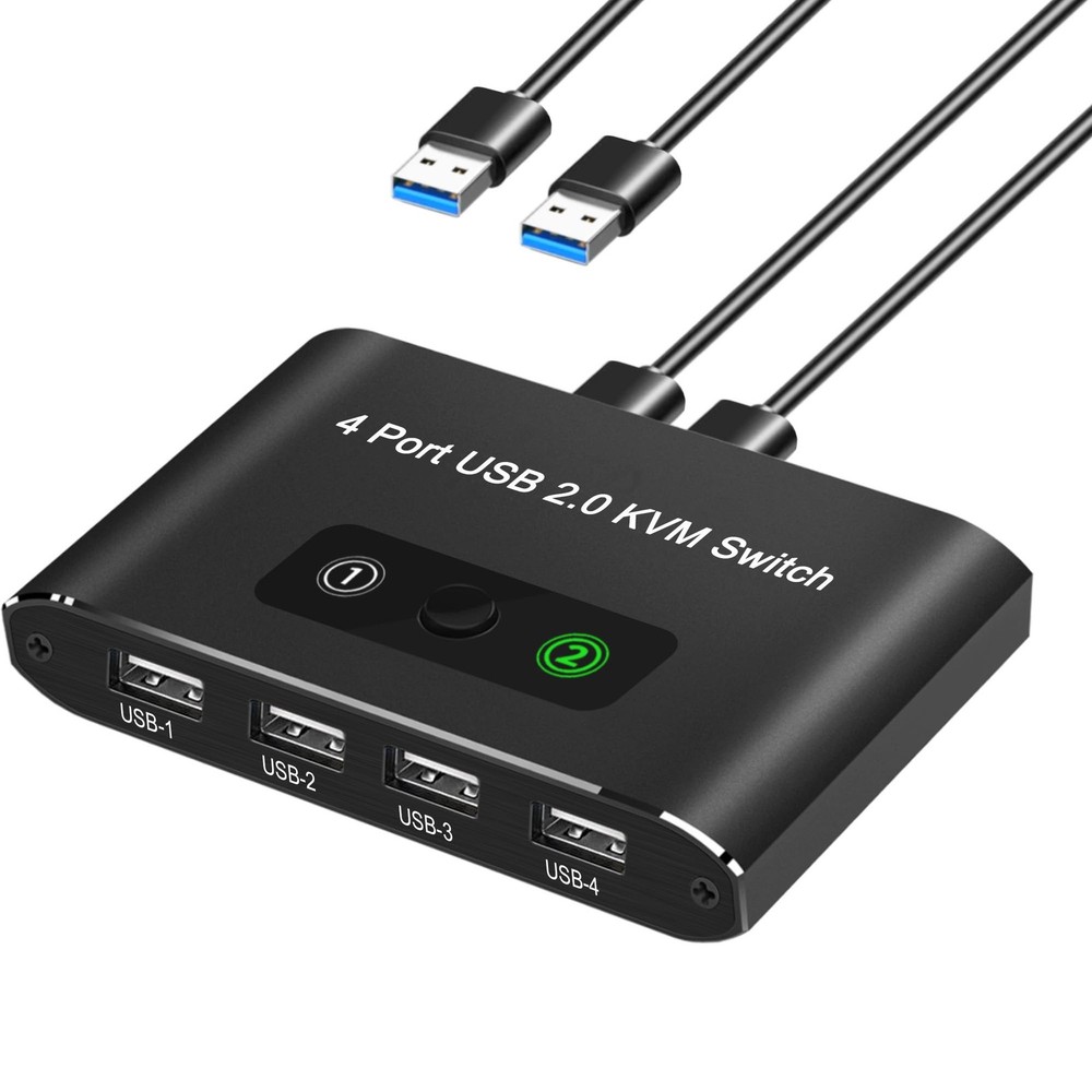 USB Switcher 2 Computers 2.0 Sharing 4 Devices KVM Box PC 2 PCS Cables