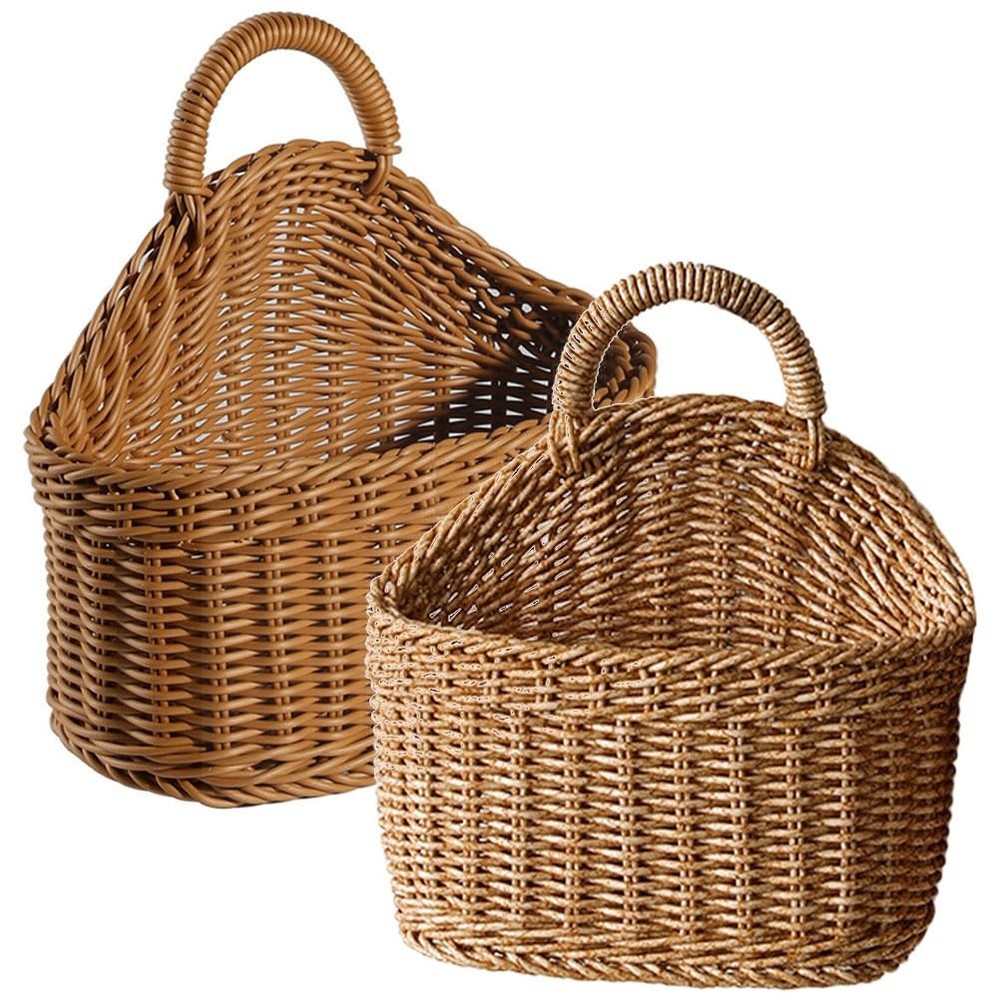 2Pcs Hanging Storage Basket - Hanging Fruit Basket Wall Basket with Handle, S...