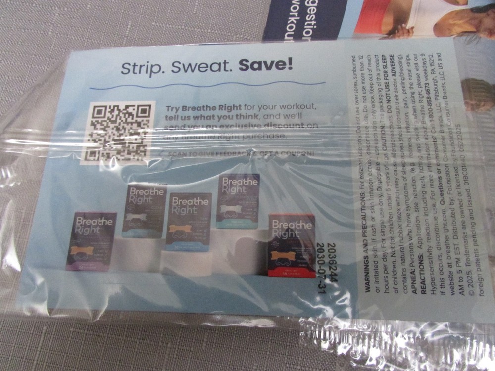 25 Breathe Right Sample Packs 2 Extra Strength Tan Strips Per Pack = 50 Strips