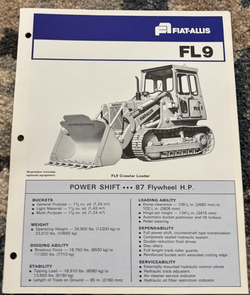 Fiat Allis FL9 Crawler Loader Brochure AMIL25