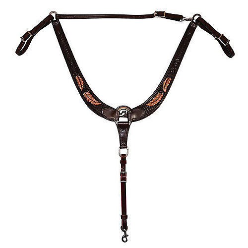 Western Black Leather Pulling Breast Collar with Steel Hardware