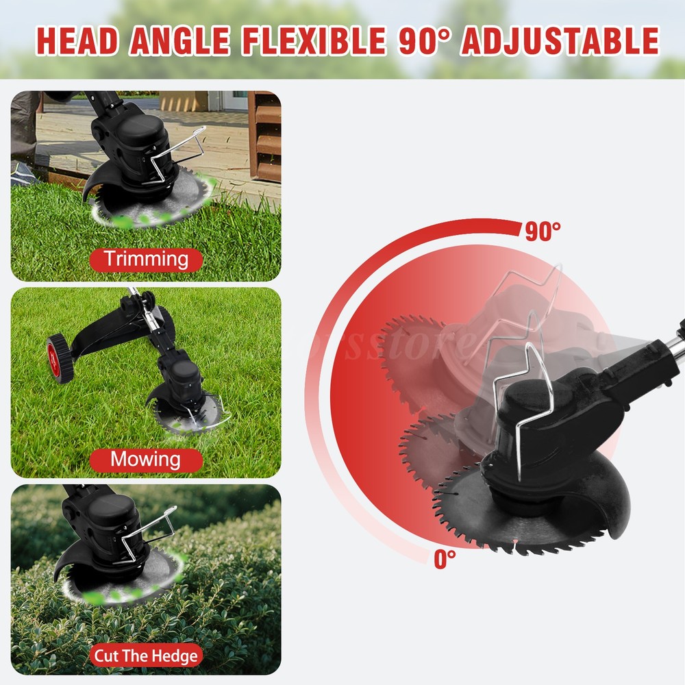 Cordless String Trimmer, Edger Weed Whacker Grass Eater Lawn Cutter w/2*2000mAh