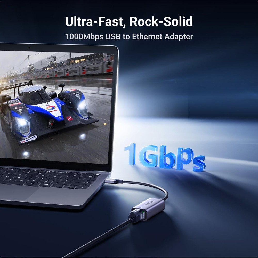 UGREEN USB to Ethernet Adapter, Plug and Play Space Grey