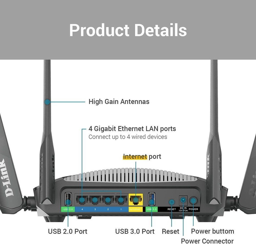 D-Link WiFi Router AC3000 EasyMesh Smart Internet Network Compatible with...