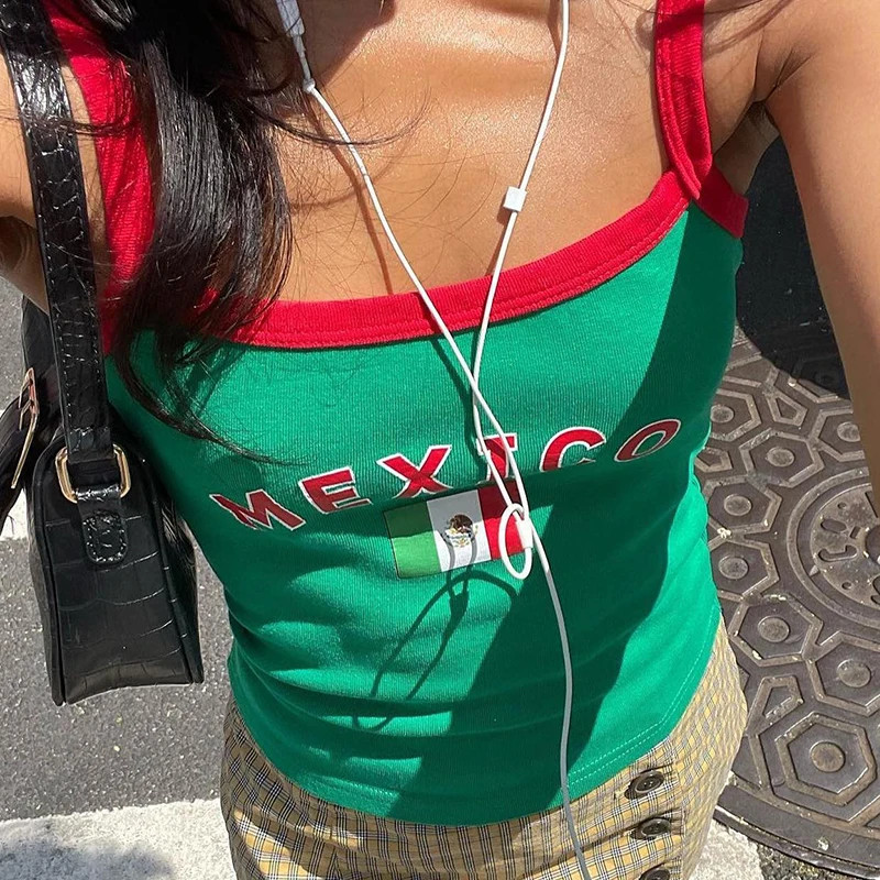Mexico Printed Flag Camisole Tank Top