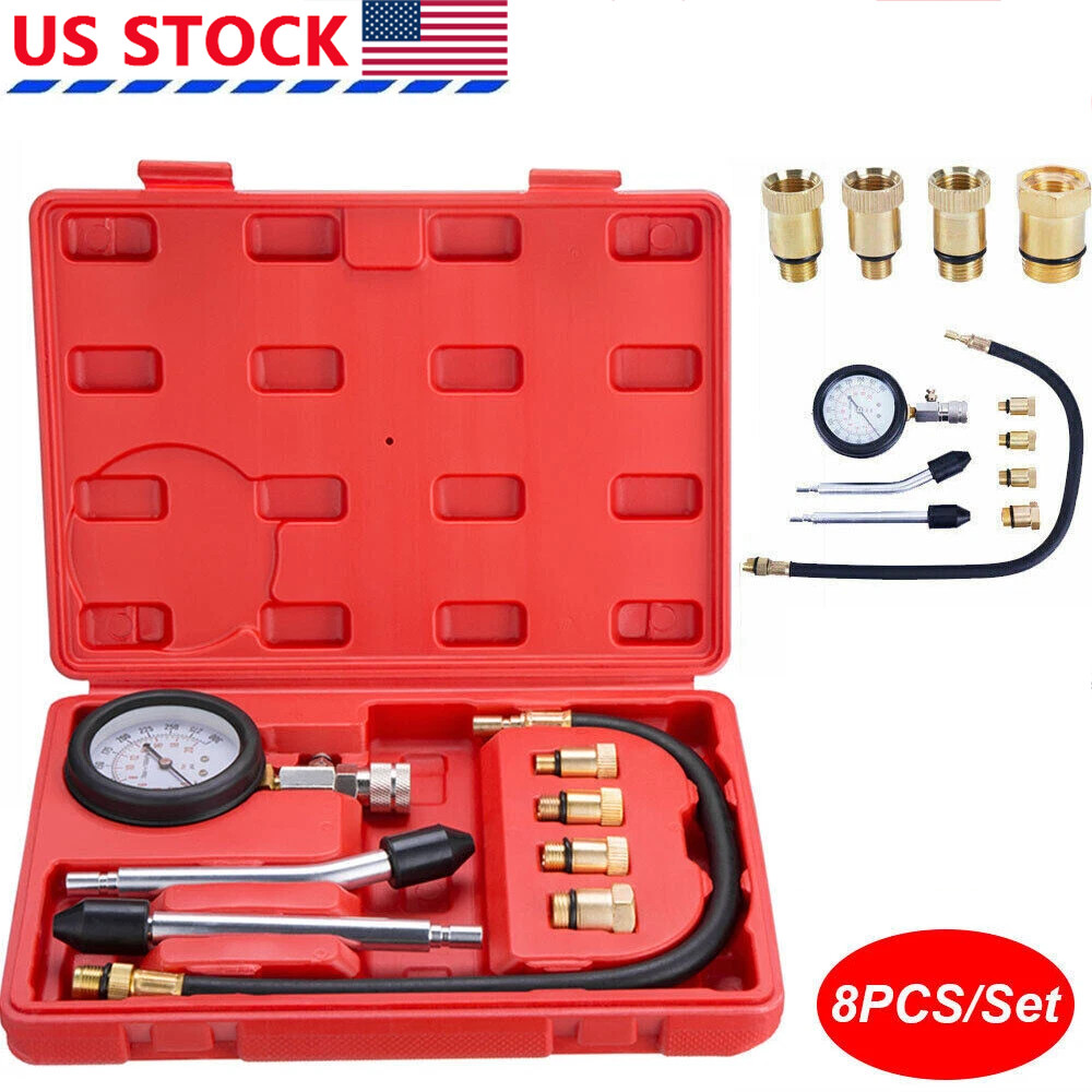 Engine Cylinder Compression Gauge Tester Kit Gas Engine Diagnostic Testing Tool-