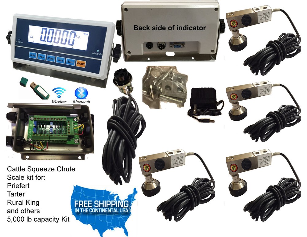 Livestock Scale Kit Cattle Hogs Squeeze Chute kit, With DATA software, Bluetooth