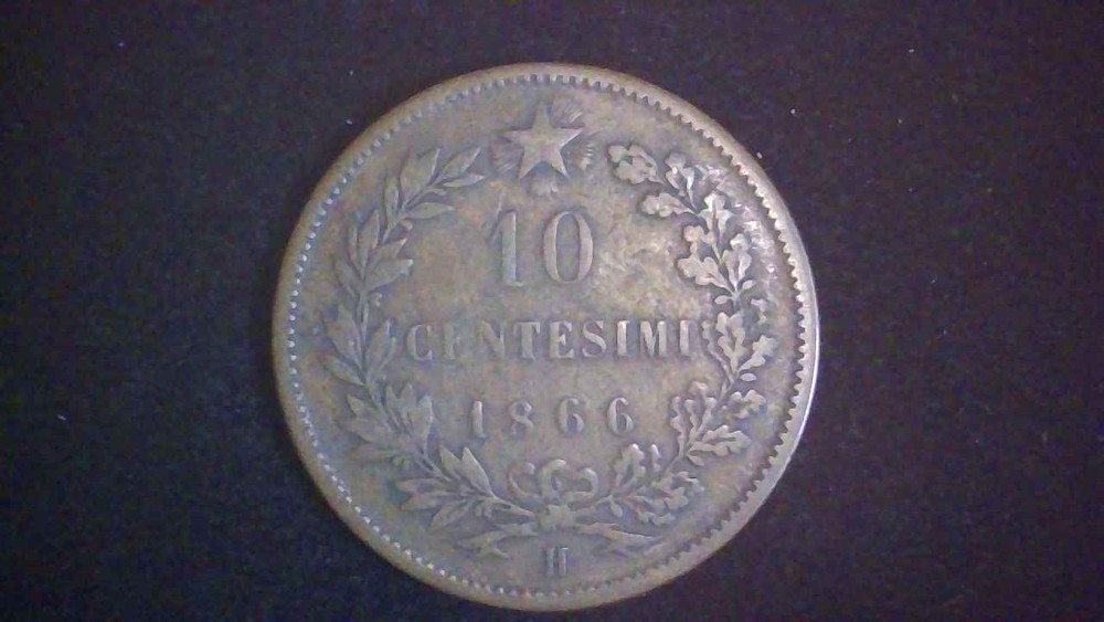 1866 Italy 10 Centesimi KM# 11.3