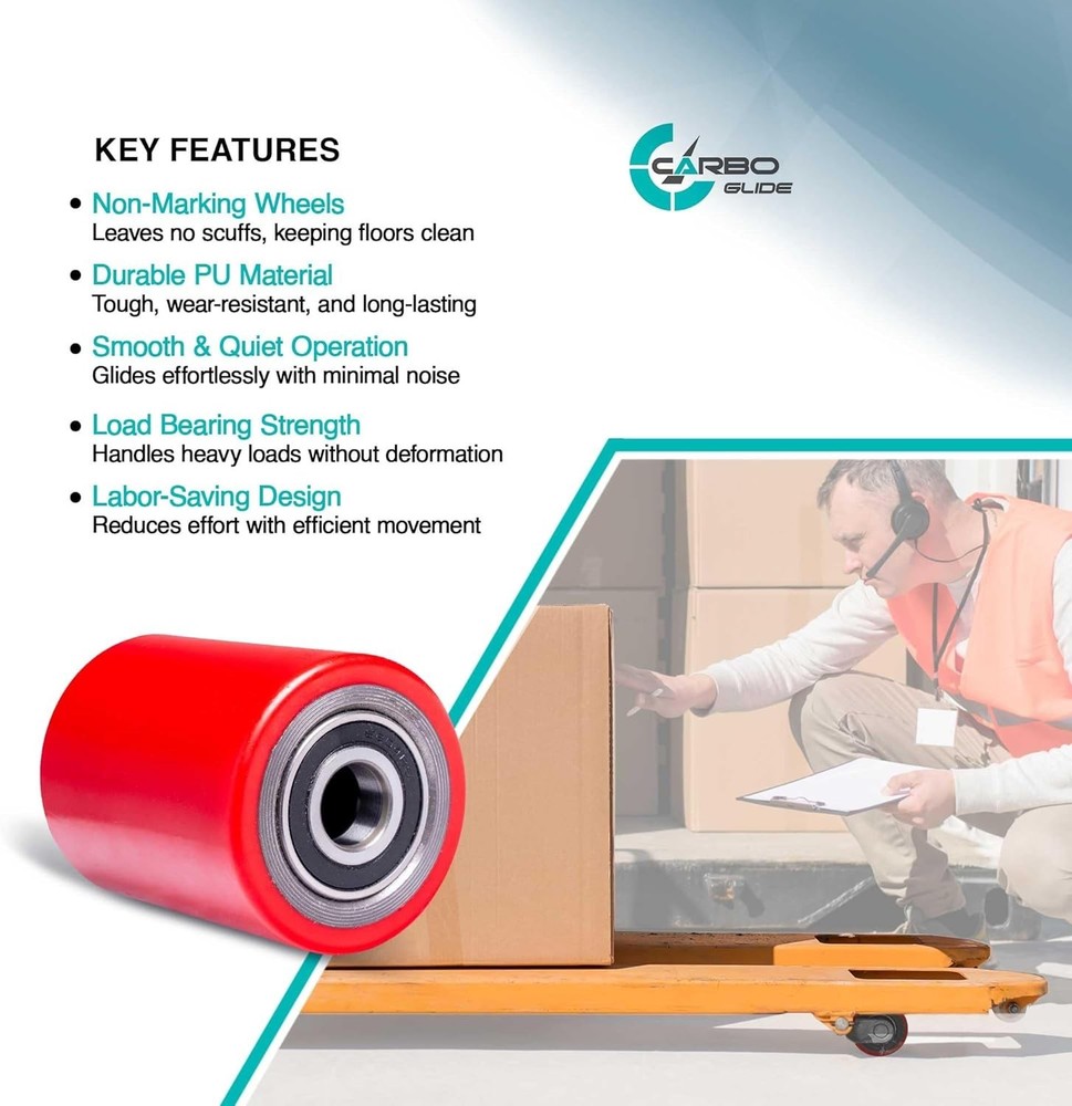 Durable Replacement Wheels for Pallet Jack with Heavy-Duty Polyurethane Design