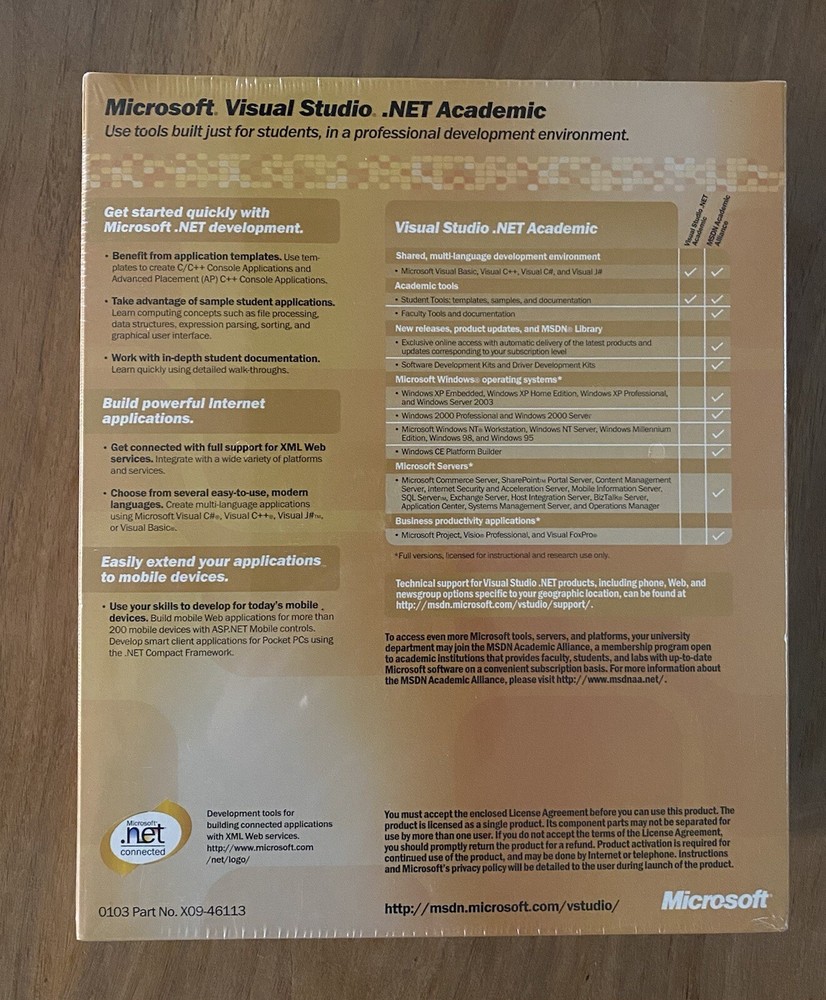 MICROSOFT VISUAL STUDIO.NET ACADEMIC, VERSION 2003