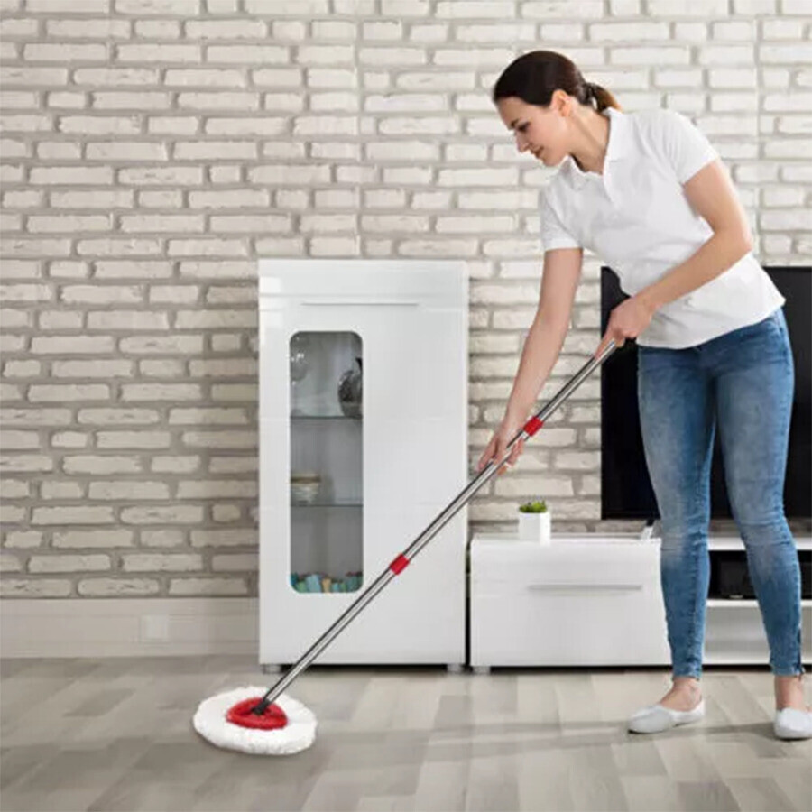 4-Section Spin Stainless Mop Steel Pole Handle For O-Cedar Easywring RinseClean