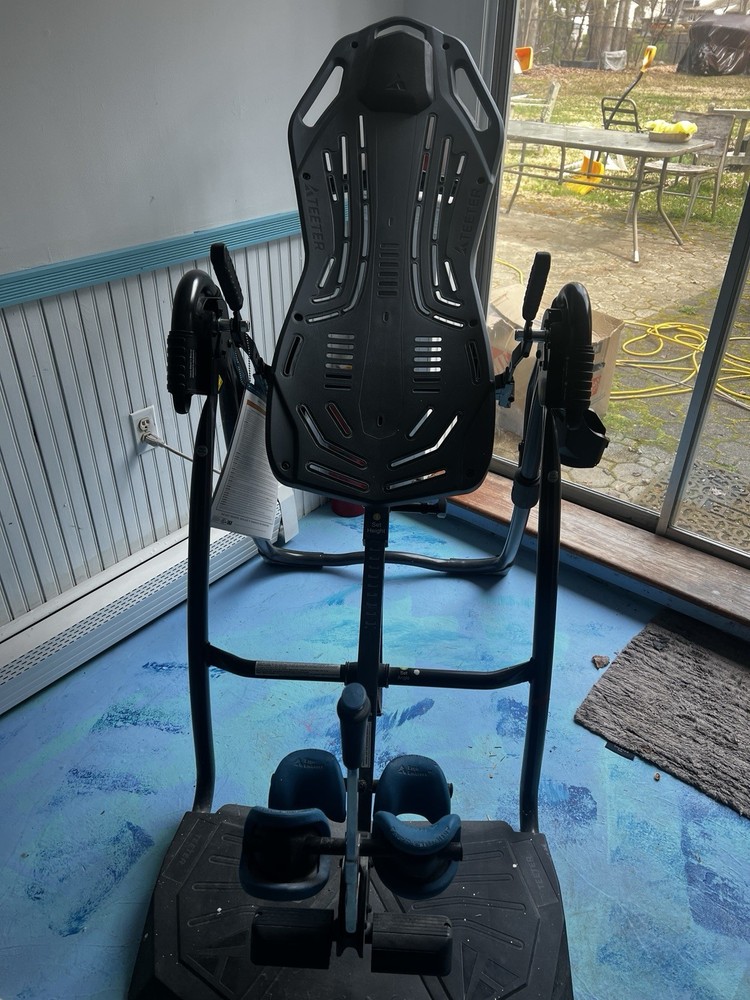 Teeter Inversion Table Black Height-Adjustable Locking Ankle Padded