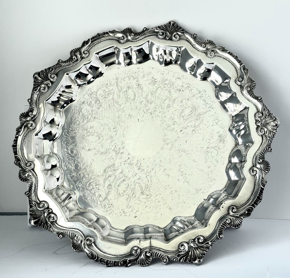 Vintage Wallace “Chippendale” silverplated serving platter (pattern X110)