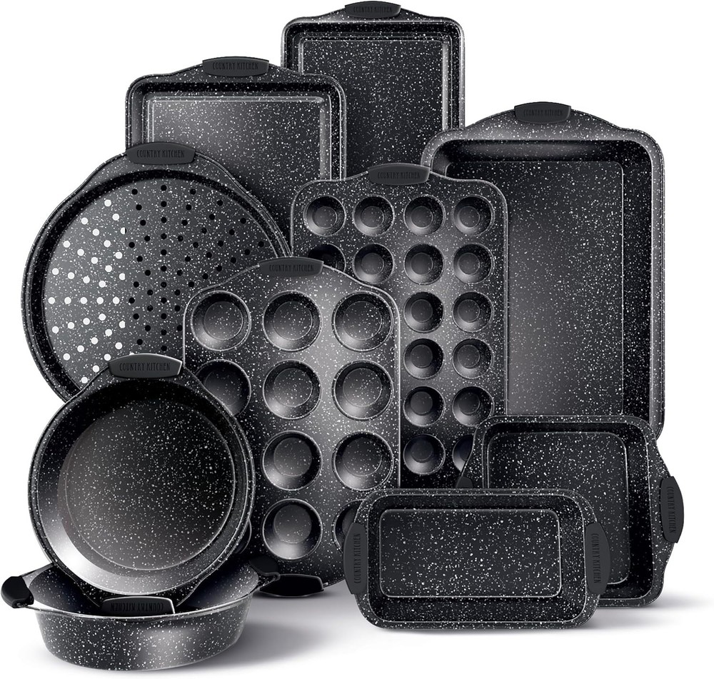 10-Piece Nonstick Stackable Bakeware Set Durable Easy-Release Black