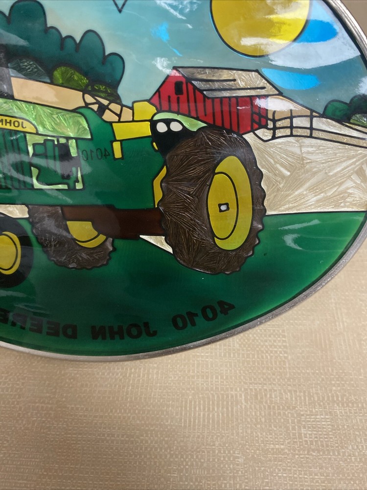 John Deere Decor Stained Glass Hanging Piece