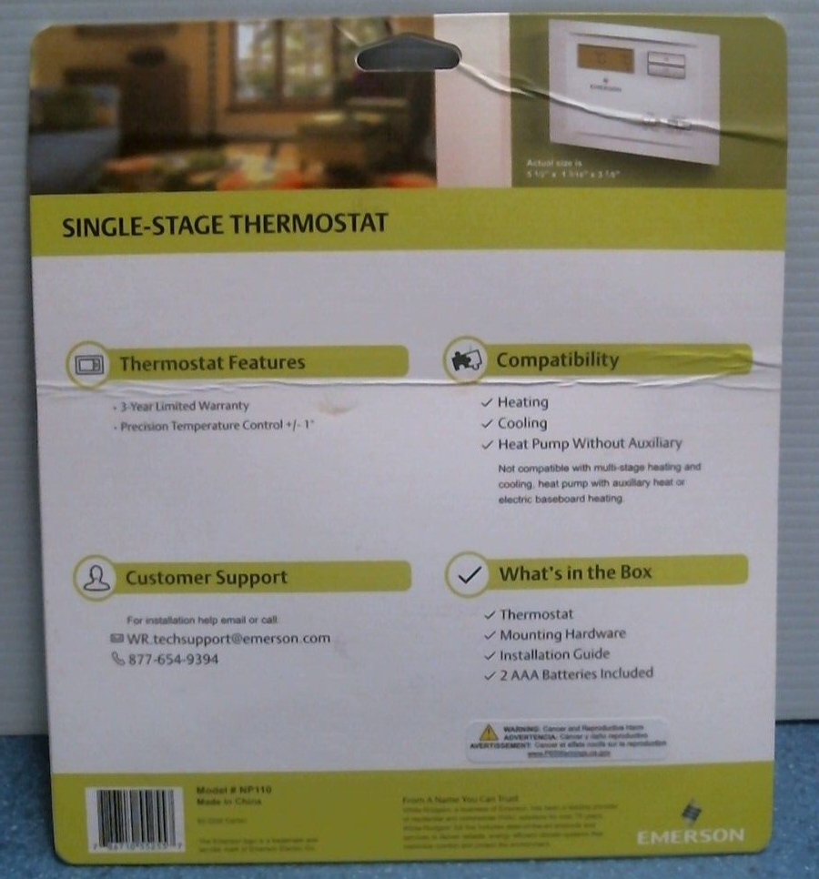 Emerson White Rodgers Non Programmable Single Stage Thermostat (NP110) FS