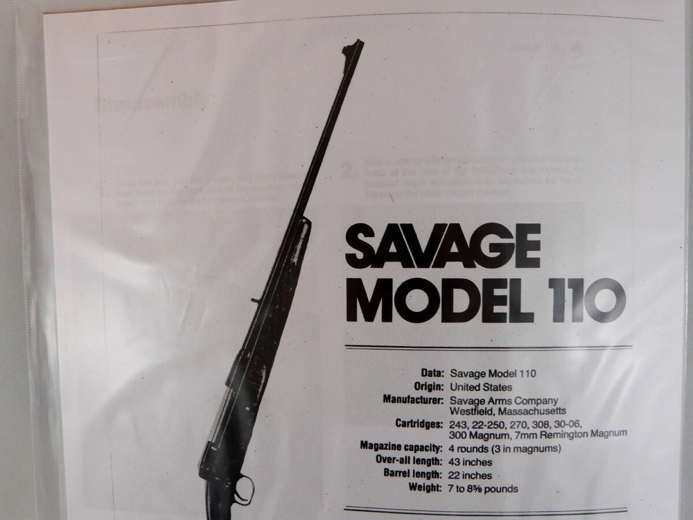 SAVAGE MODEL 110  RIFLE BREAK DOWN INSTRUCTION KIT