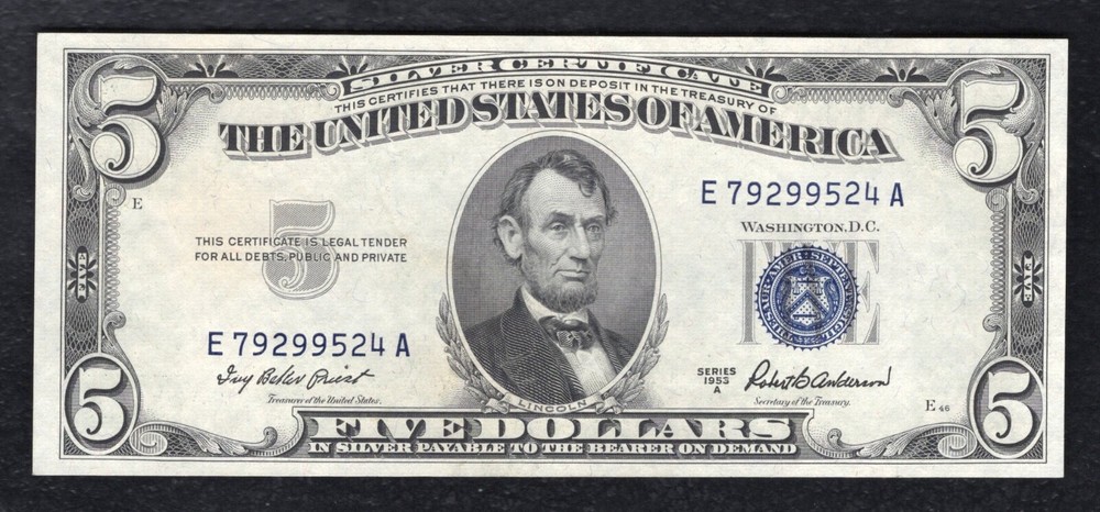 FR. 1656 1953-A $5 FIVE DOLLARS SILVER CERTIFICATE NOTE GEM UNCIRCULATED