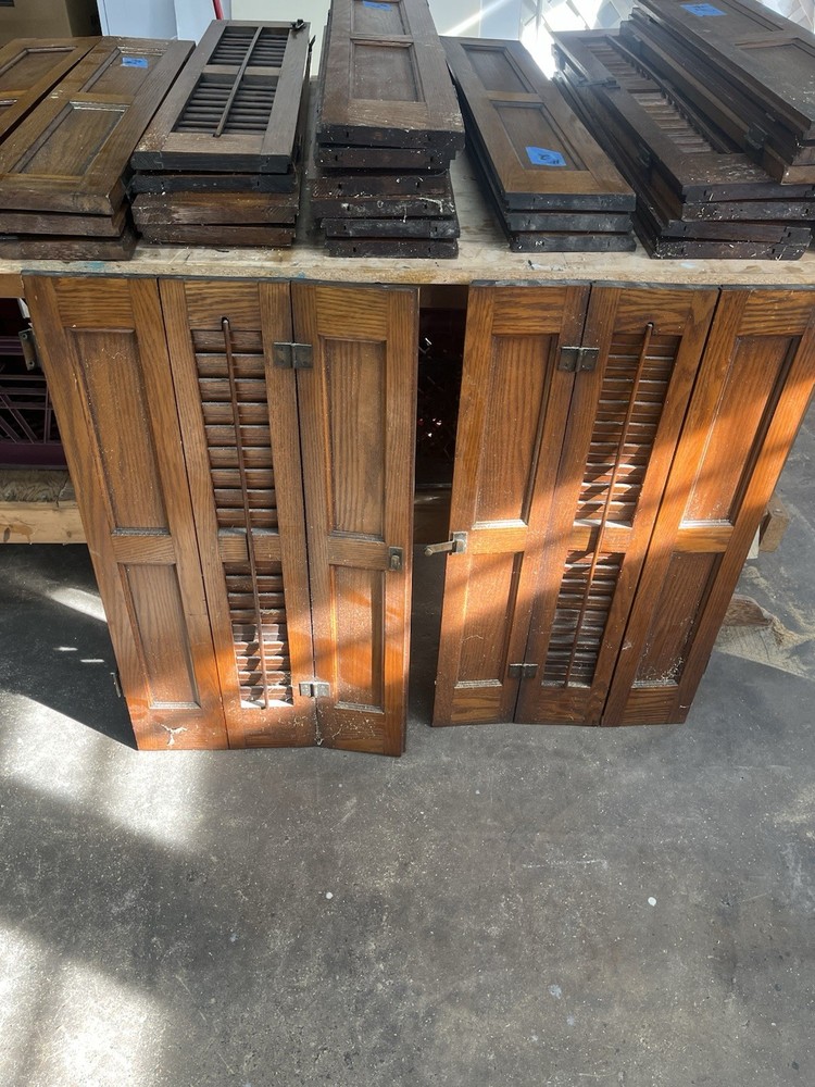 Vintage oak indoor shutters