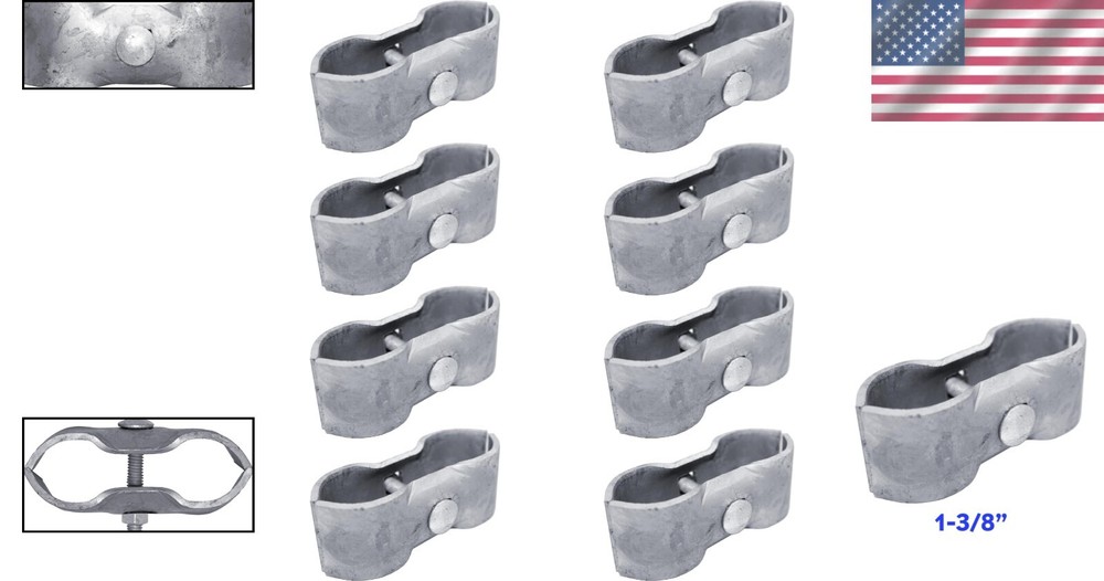 8-Pack Galvanized Chain Link Fence Panel Clamps - 1-3/8" Pipe Securing Solution