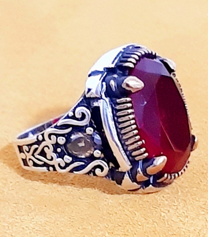 925 SILVER RING Men Solitaire Spinel Ring Sterling Man $
