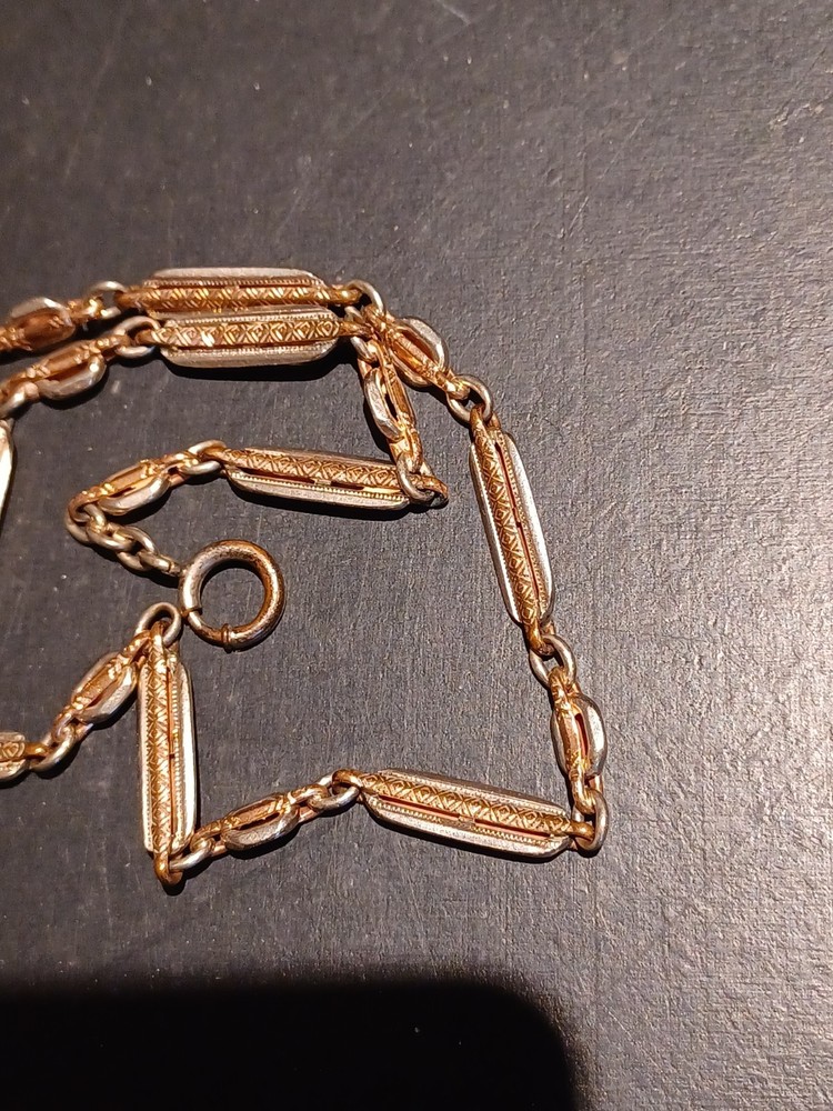14" Pocket Watch Chain Gold Filled Two Tone