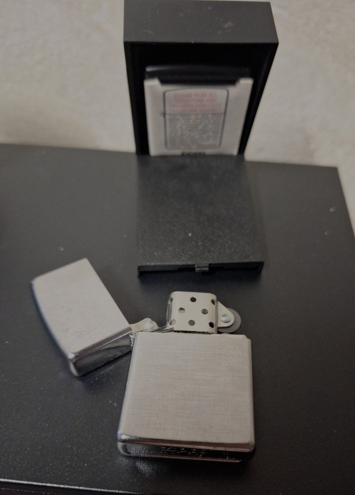 Zippo Lighter Platinum Silver Satin Double Sided Processing Regular case