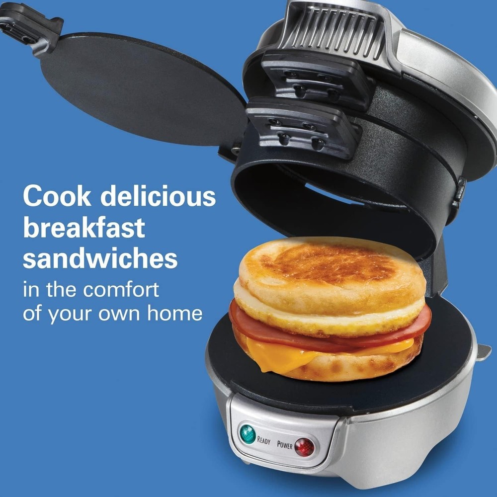 Hamilton Beach Breakfast Sandwich Maker with Egg Cooker Ring, Customize Ingredie
