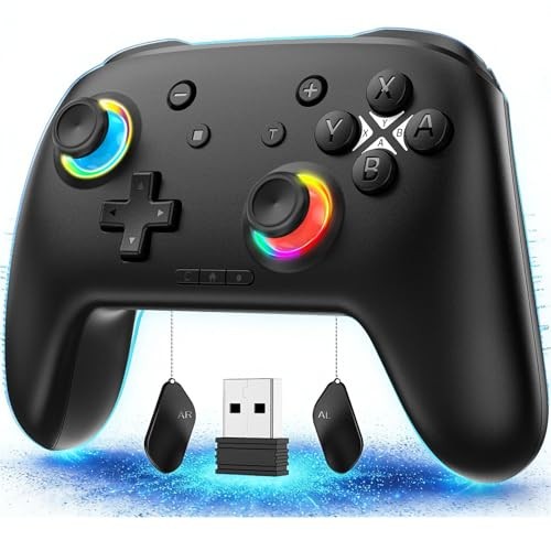 Hall Effect Bluetooth Controller with 2.4G Adapter, Wireless Switch Black