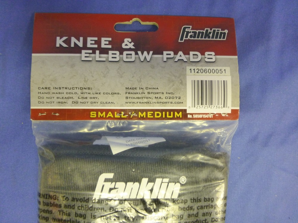 Franklin Antimicrobial Protected Knee And Elbow Pads Contoured Small Medium