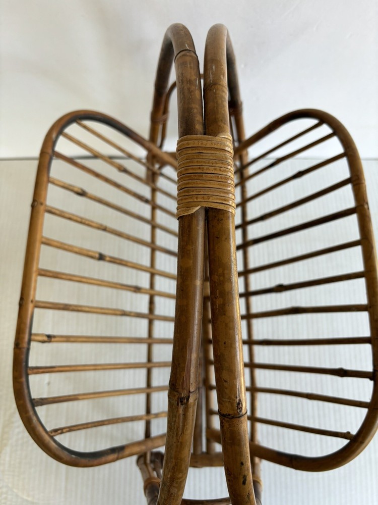 Vintage Boho Chic MCM Bamboo Magazine Holder/Rack Foldable