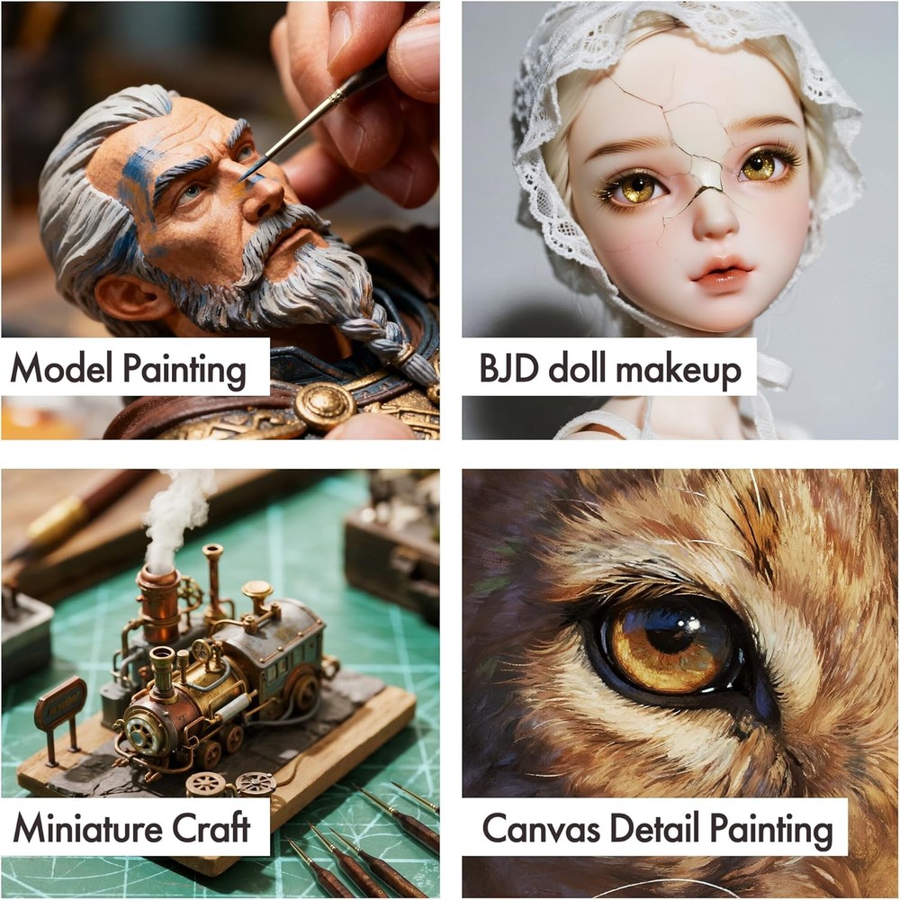 Artify 12/10Pcs Fine Detail Brushes with Multiple Same Sizes