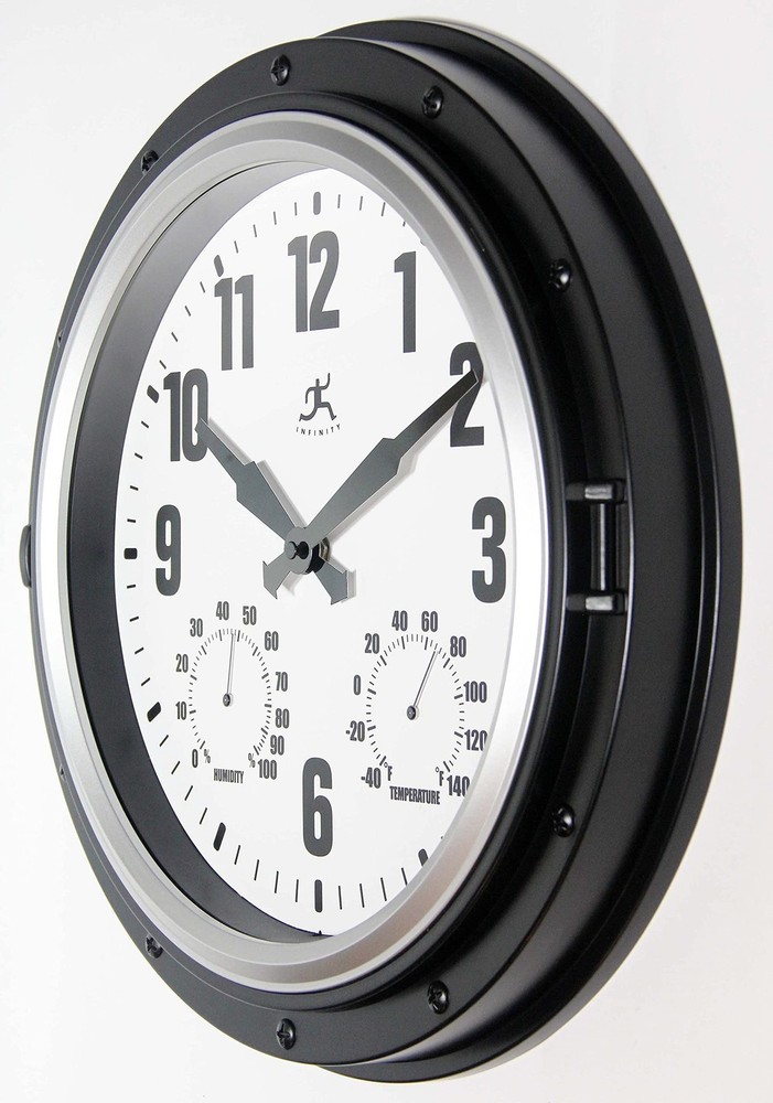 Infinity Instruments Forecaster Indoor/Outdoor Wall Clock, Thermometer, Hygro...