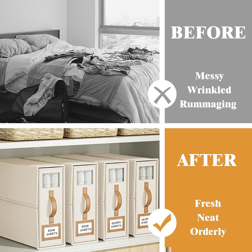 6 Pack Bed Sheets Organizers And Storage (King Size),Foldable Organizer With ...