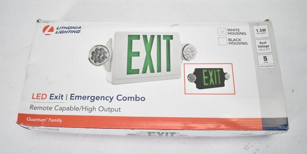 Lithonia Lighting LHQM LED M6 Exit & Emergency Light Combo White Thermoplastic
