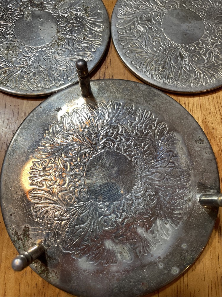 Metal Coaster Set. Maybe Be Silver plated. Not Marked
