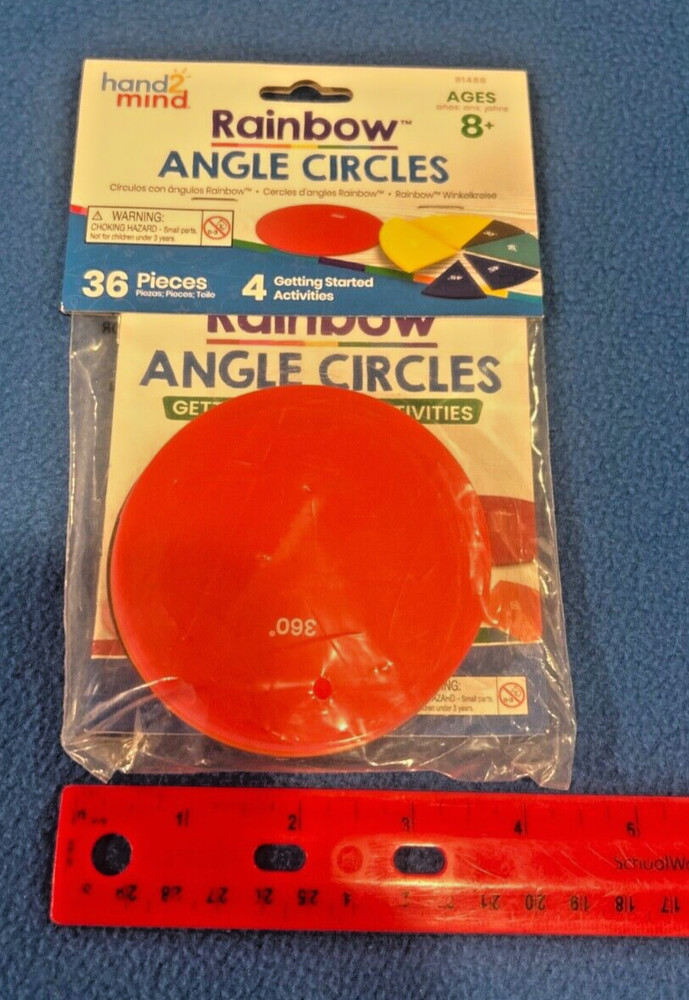 Hand2Mind Rainbow Angle Circles Visual Geometry 36 Pieces, 4 Activities, Plastic