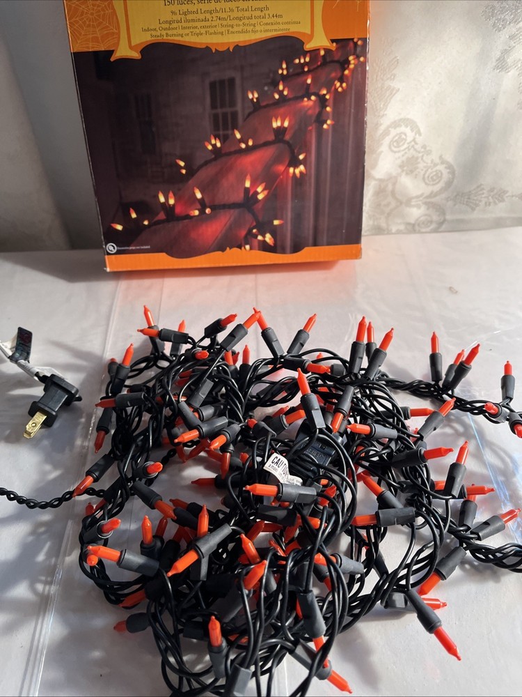 Orange Halloween Holiday String Lights 9’ Works