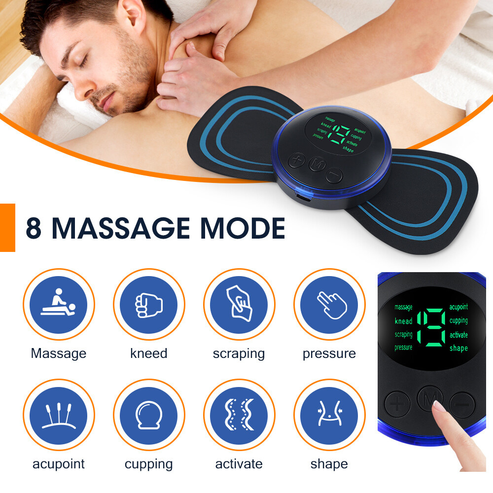 5PCS Portable Mini Electric Neck Back Massager Patch Stimulator Cervical Massage